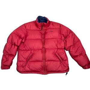 L.L. Bean Puffer Goose Down Coat Jacket Persimmon Long Sleeves Full Zip SZ M